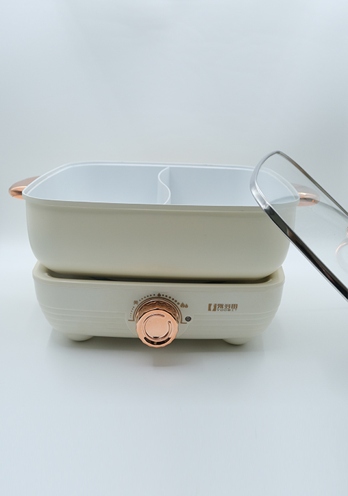 YODOIT Cream-Colored 5L Detachable Dual-Flavor Electric Hot Pot (1600W)