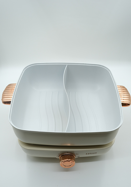 YODOIT Cream-Colored 5L Detachable Dual-Flavor Electric Hot Pot (1600W)